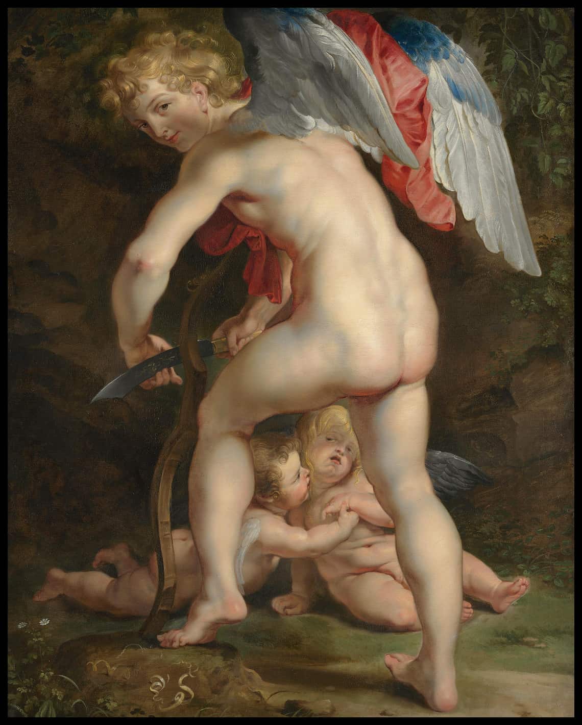 Amor schnitzt den Bogen