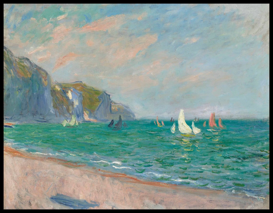 Bateaux devant les falaises de Pourville