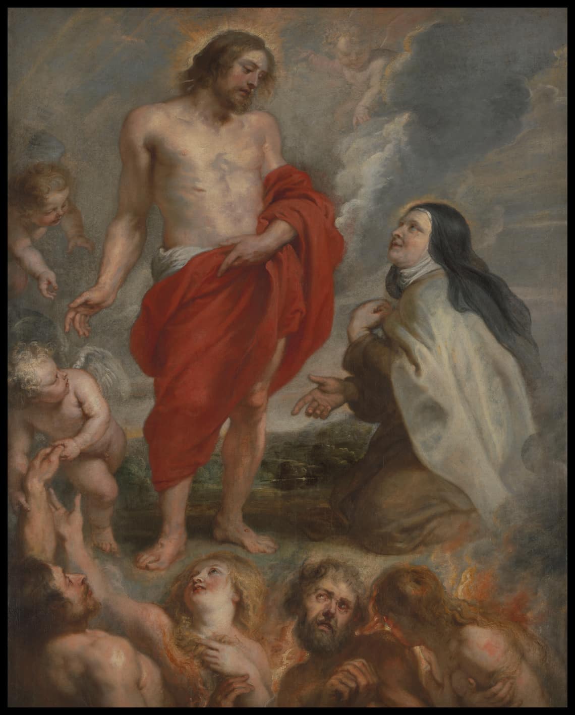 Die Heilige Teresa von Ávila bittet für die Seelen im Fegefeuer