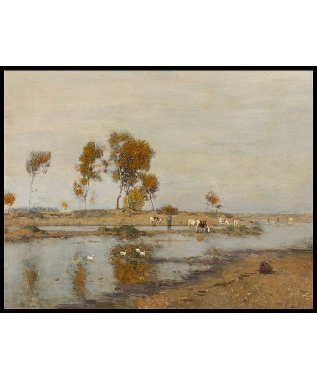 Flußlandschaft mit Kühen