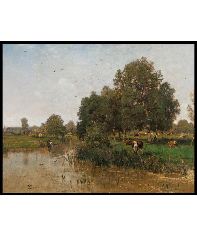 Flusslandschaft mit ruhender Herde