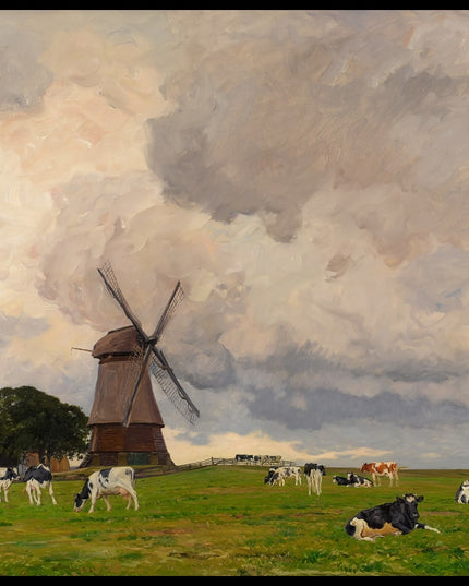 Frühlingslandschaft mit Windmühle