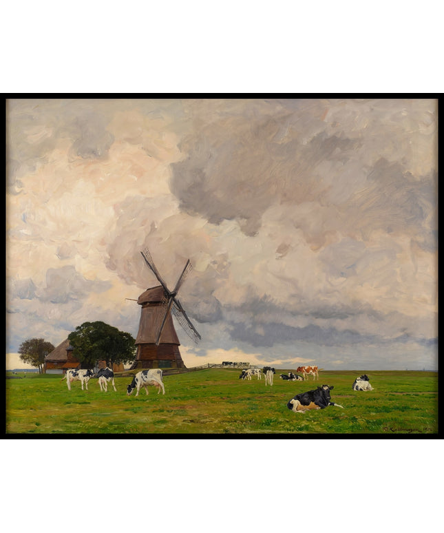 Frühlingslandschaft mit Windmühle