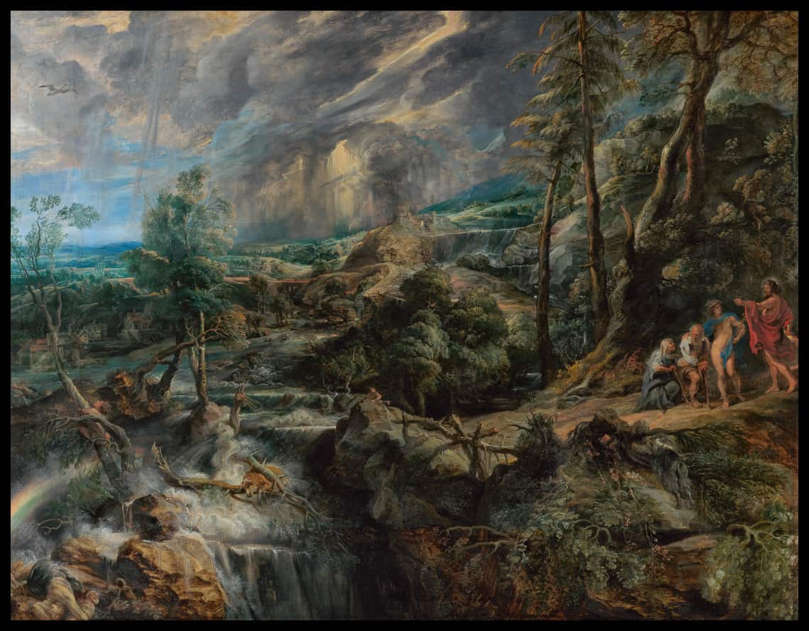 Gewitterlandschaft mit Jupiter, Merkur, Philemon und Baucis