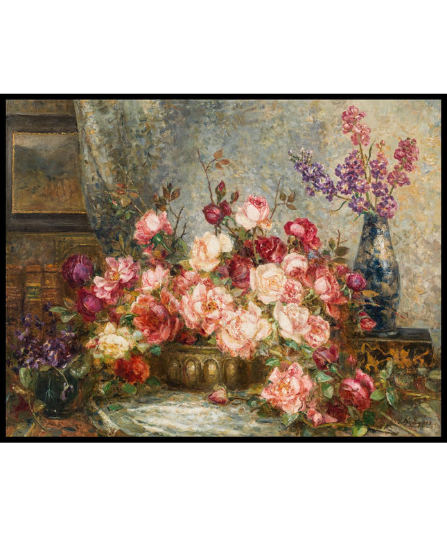 Großes Blumenstillleben mit Rose