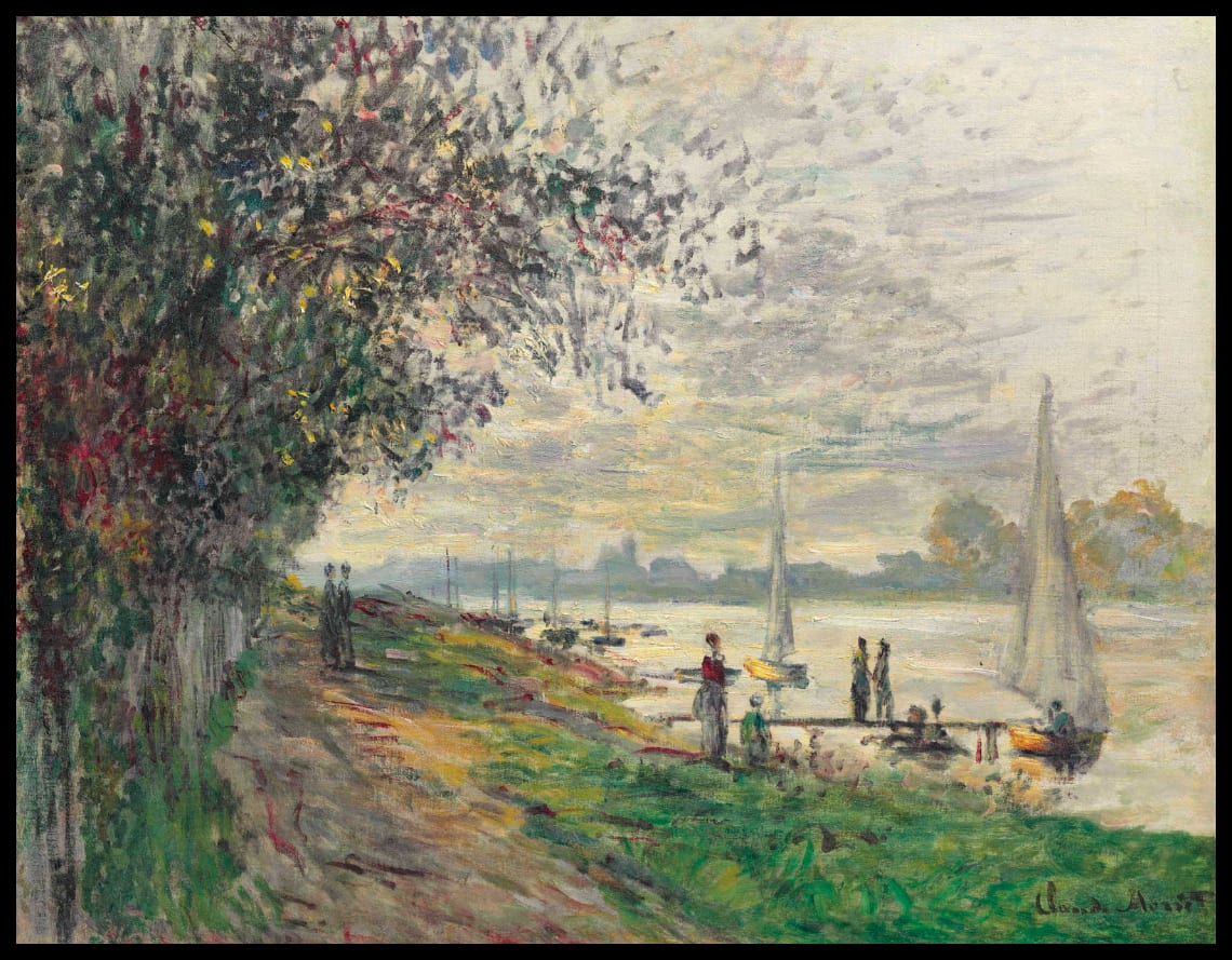 La berge du Petit-Gennevilliers, soleil couchant