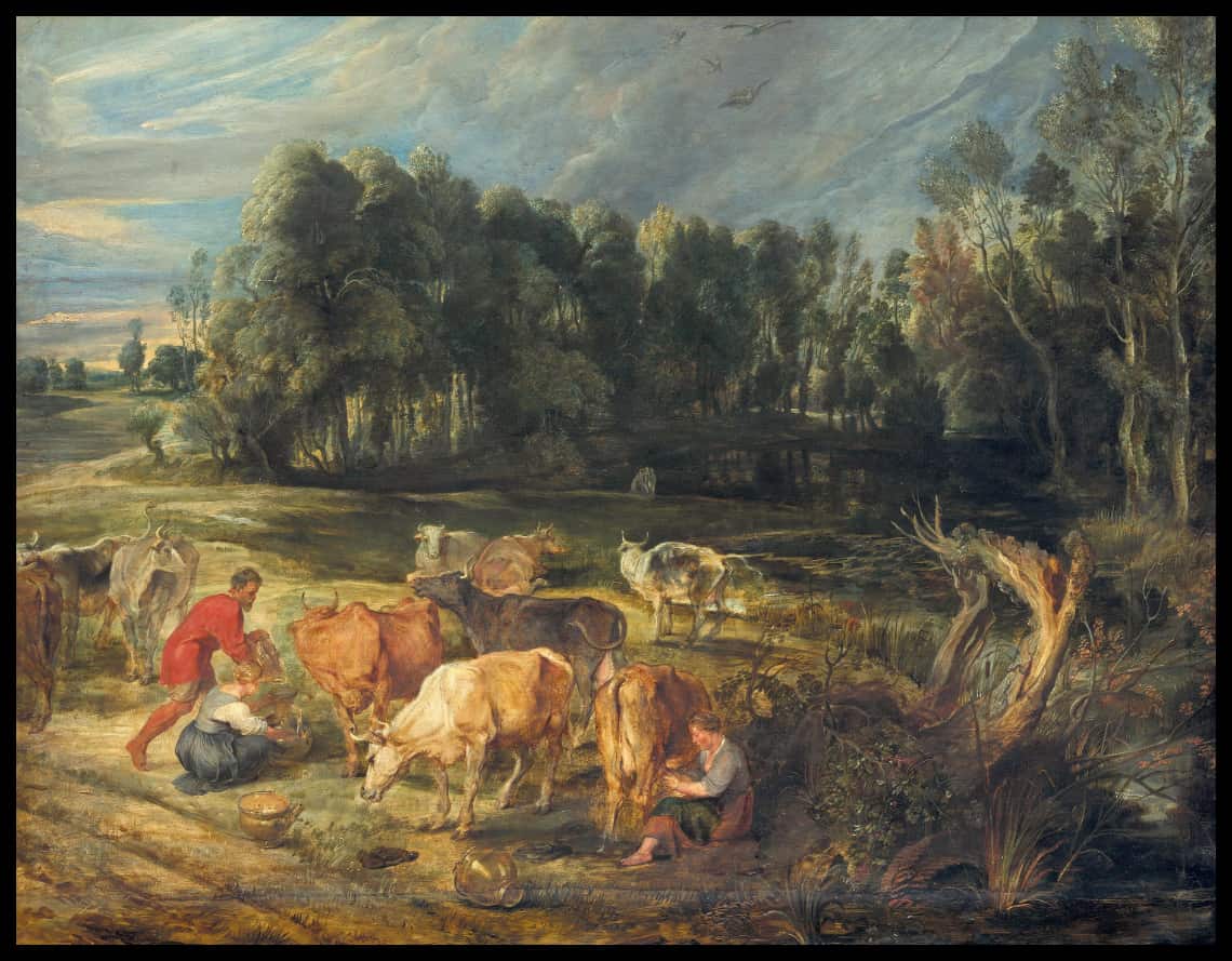 Landschaft mit einer Kuhherde