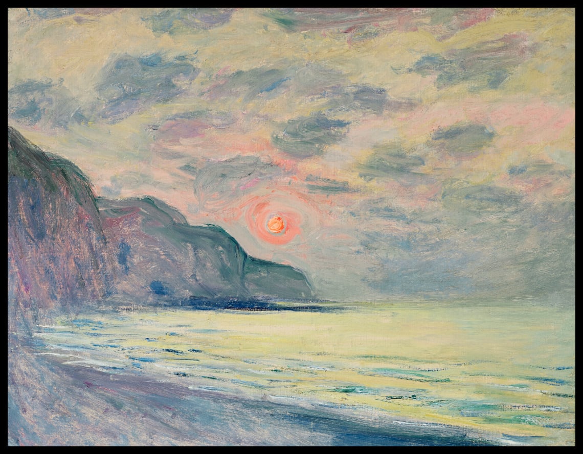 Soleil couchant, temps brumeux, Pourville