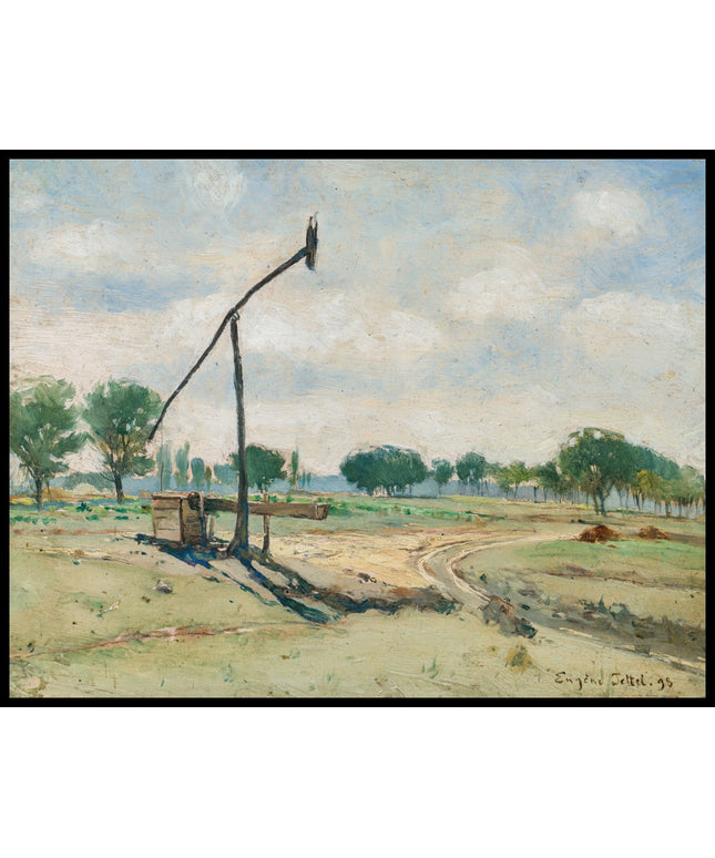 Ungarische Landschaft mit Brunnen