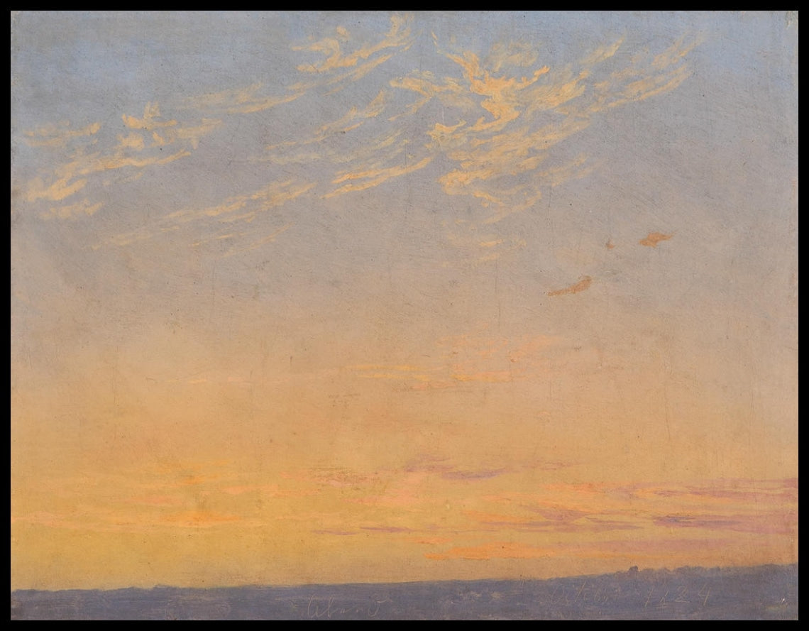 Ein Kunstdruck von einem Himmel im Licht des Sonnenuntergangs