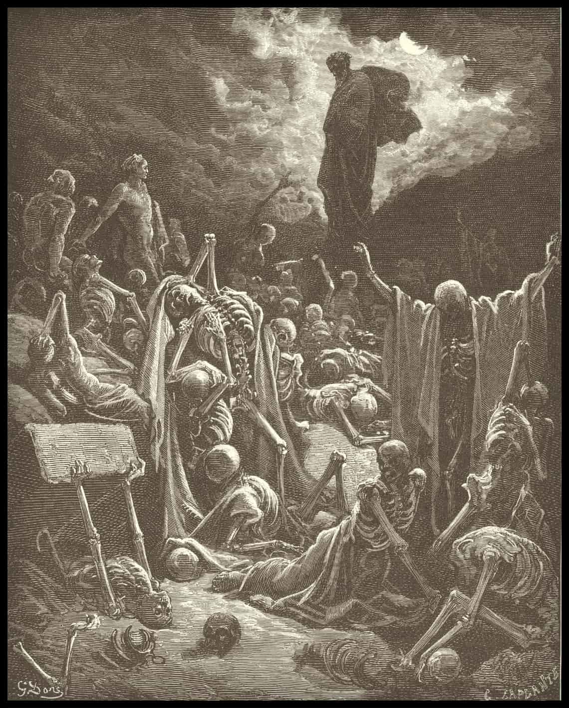 La vision d'Ezekiel de la vallée des os secs
