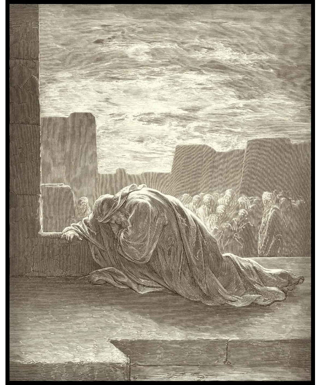 Ezra kneels in prayer