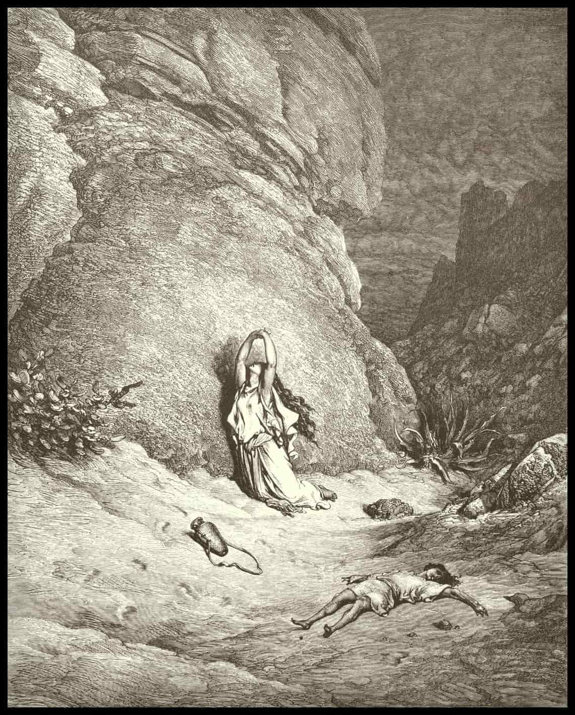 Hagar et ishmaël dans la nature
