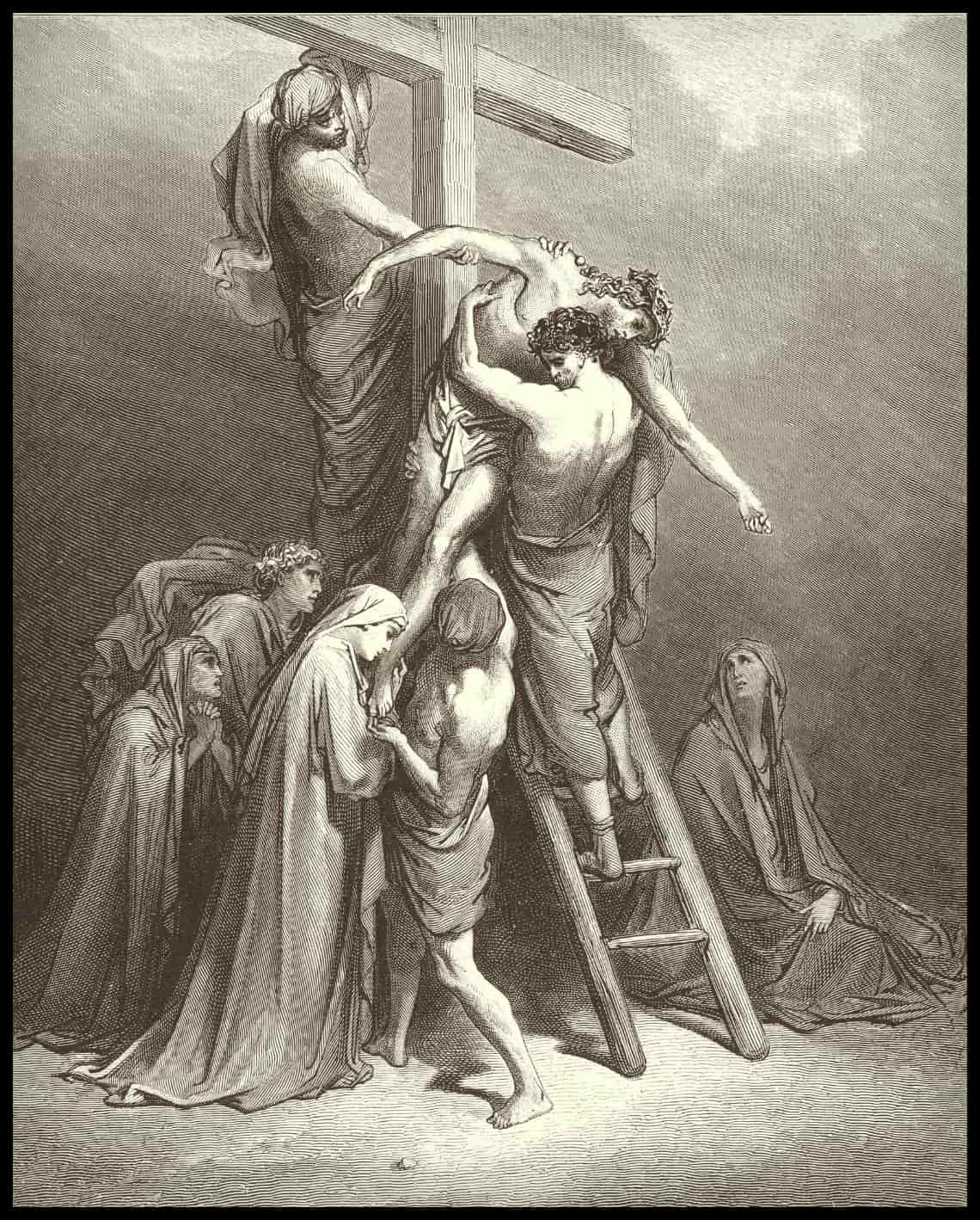 Le corps de Jésus est retiré de la croix