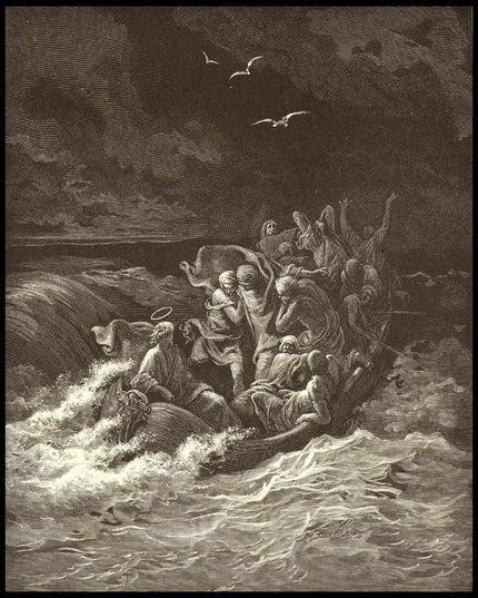 Jesus calms the storm at sea