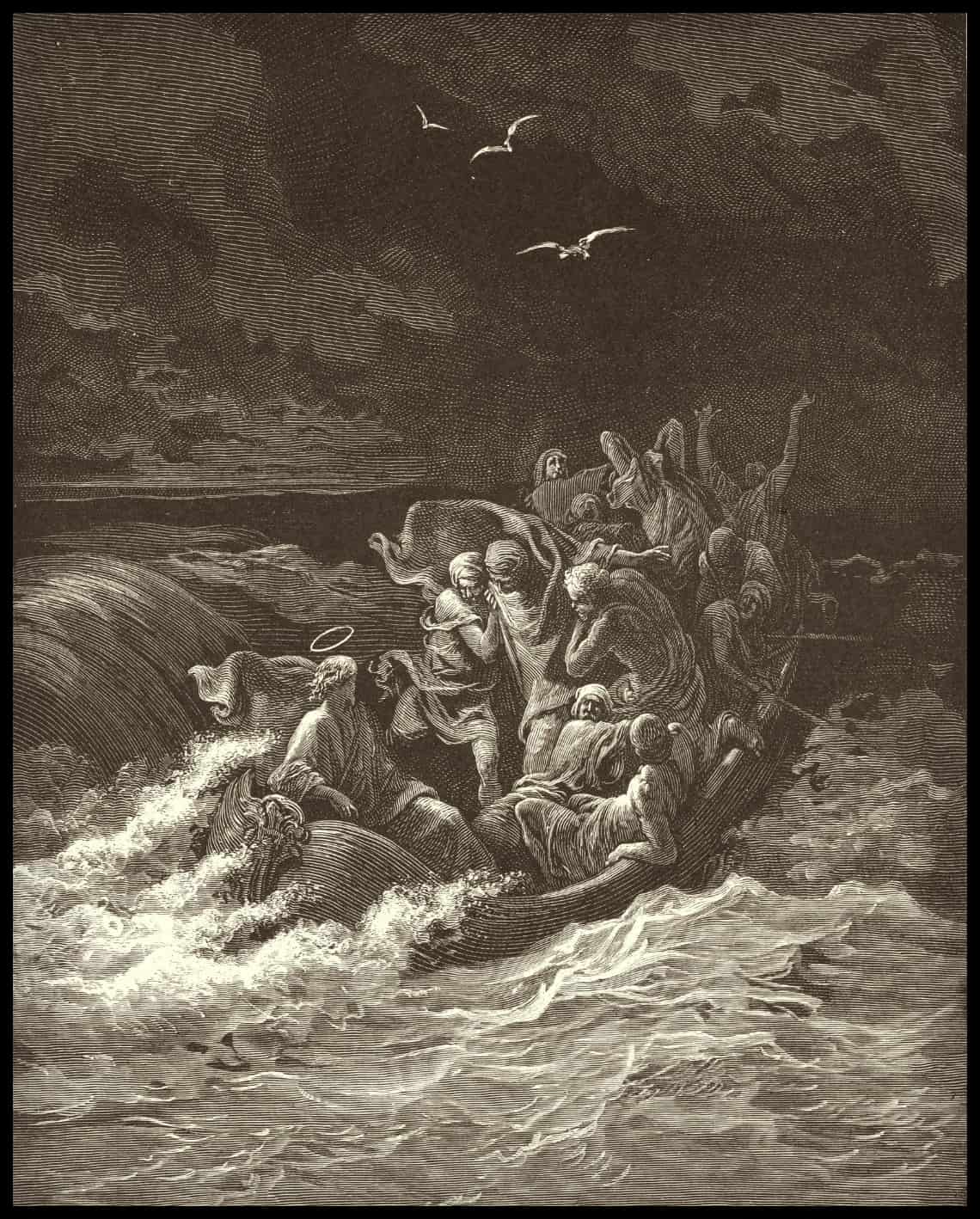 Jésus calme la tempête en mer