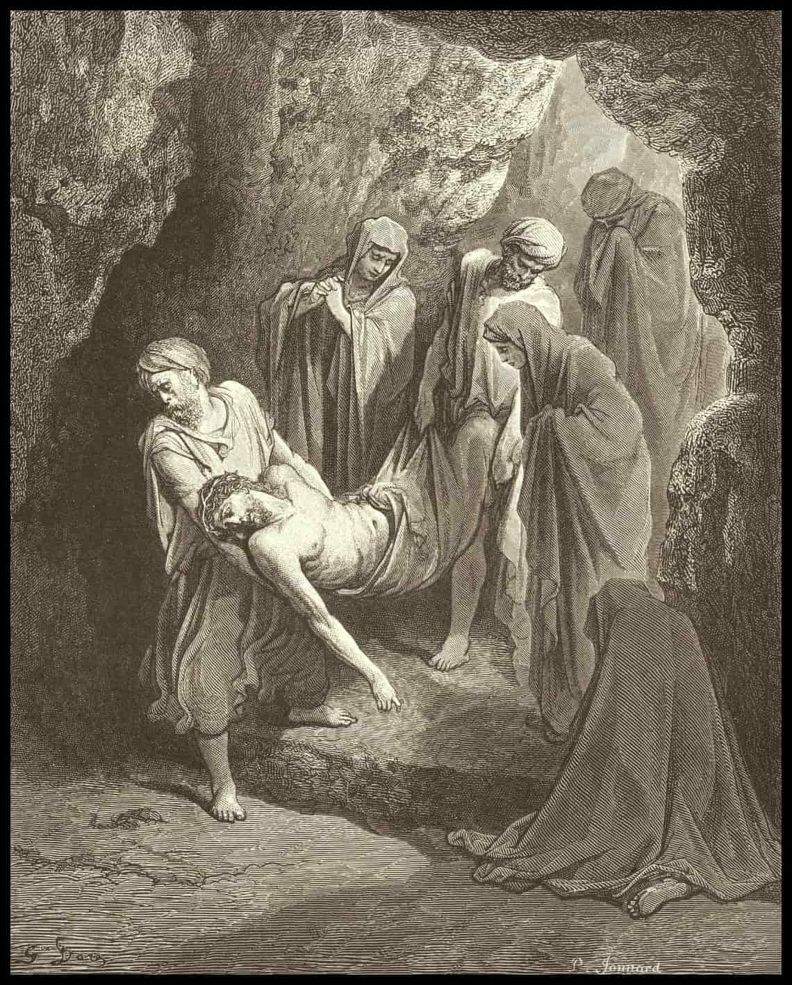Jésus est enterré dans le tombeau