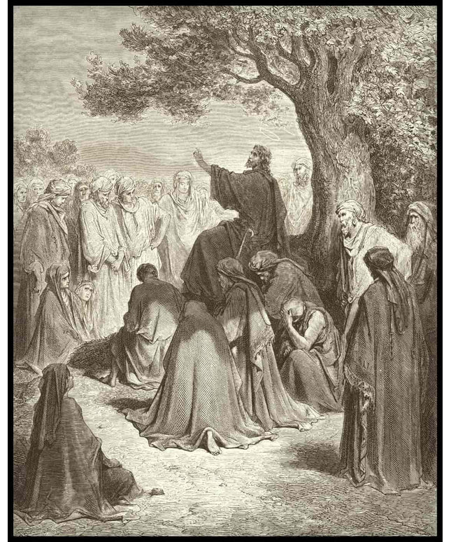 Jesus preaches to the multitude