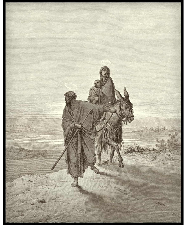 Joseph leads mary and jesus into egypt