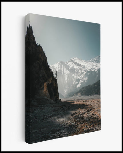 Himalaya Mountain Landscape Riverbed Canvas