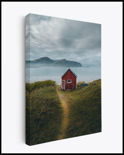 Red Cabin on the Norwegian Coast Canvas