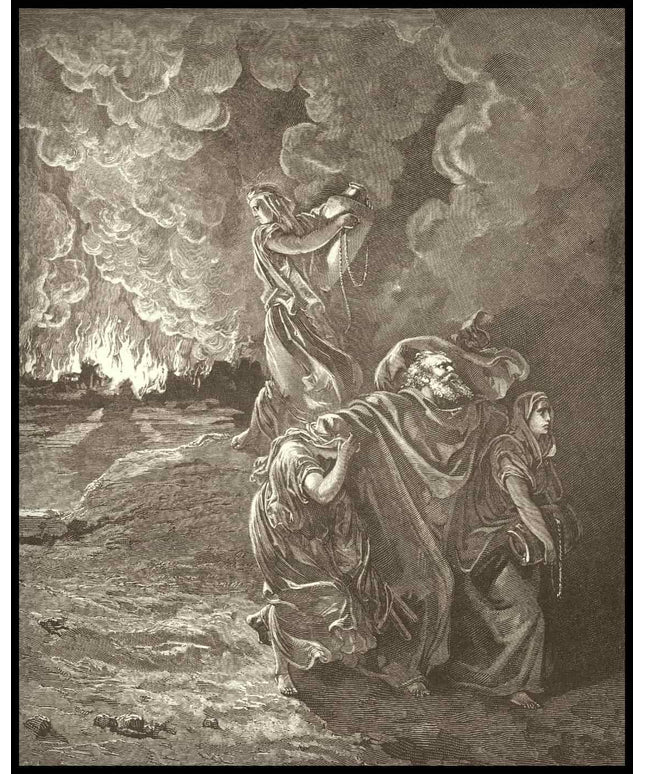 Lot flees as sodom and gomorrah burn