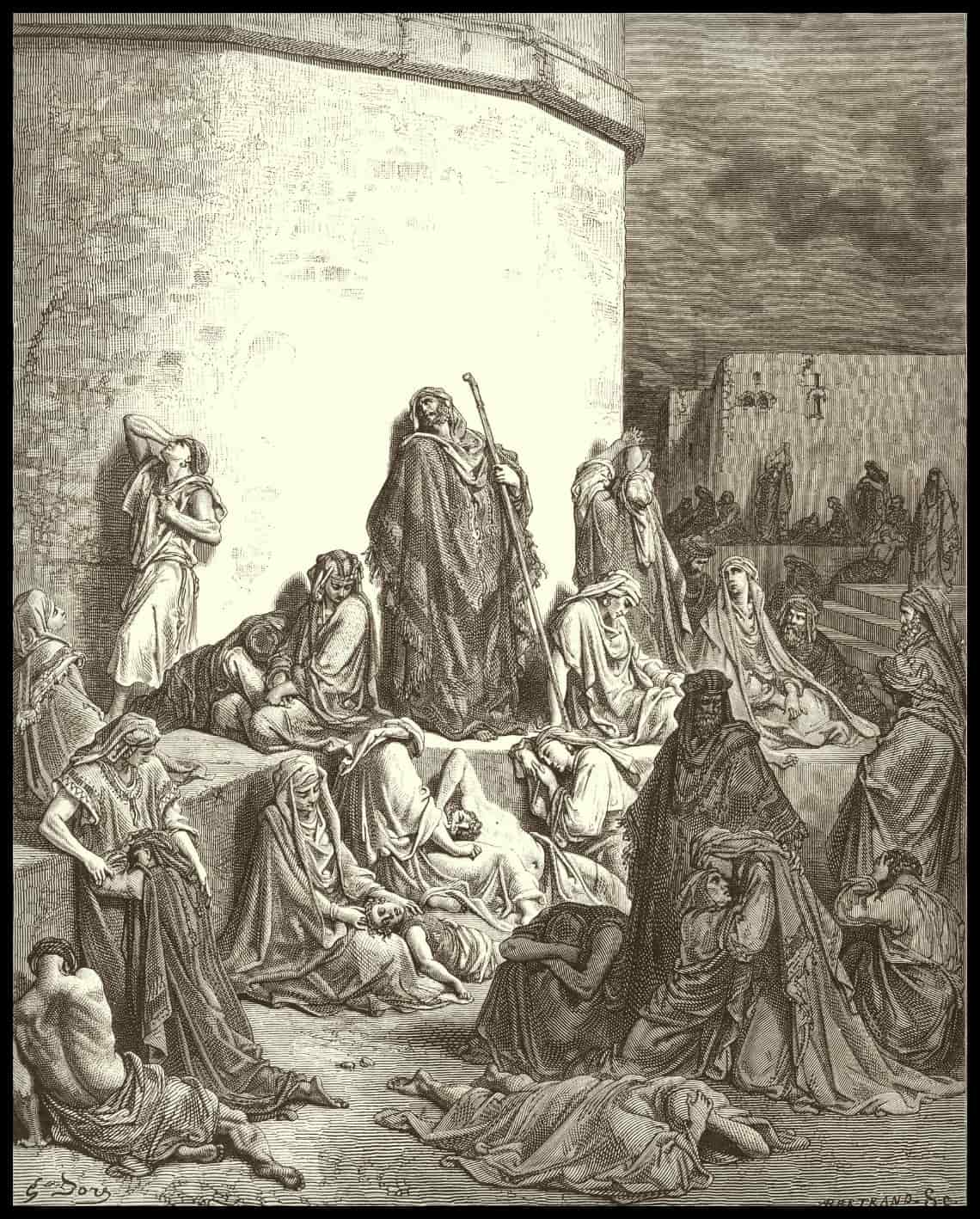 Les gens pleurent sur la destruction de Jérusalem