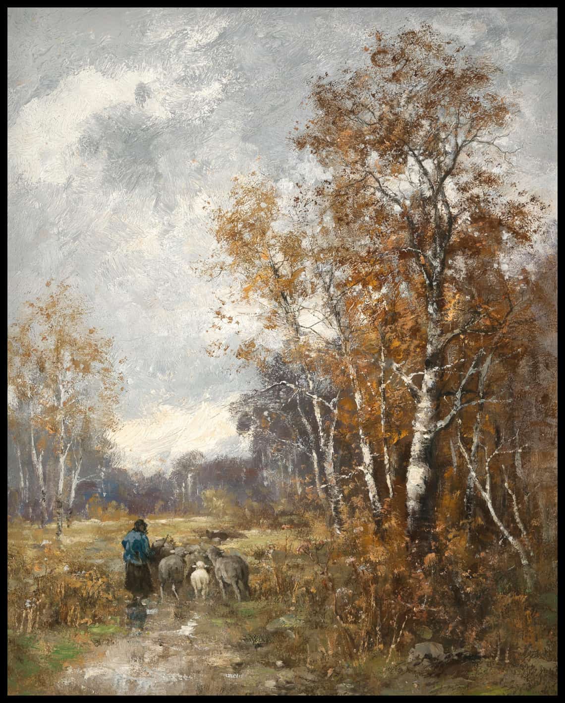 Autumn landscape with shepherds