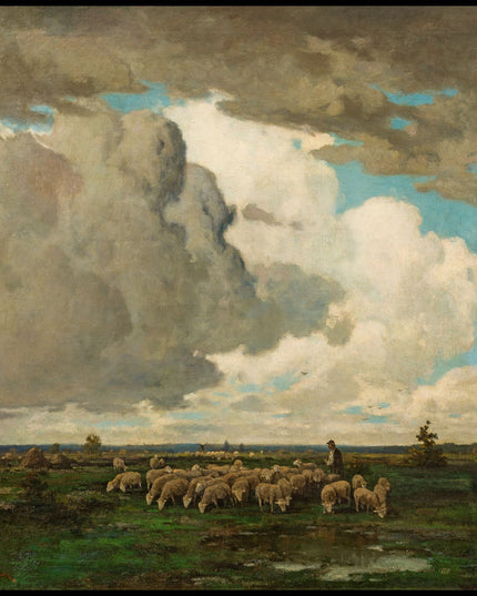 Hirte mit Schafherde