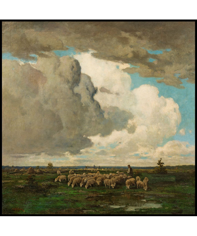 Hirte mit Schafherde