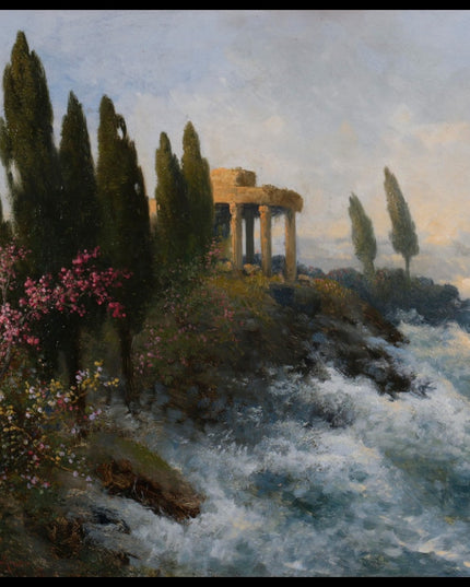 Mediterrane Landschaft mit antikem Tempel