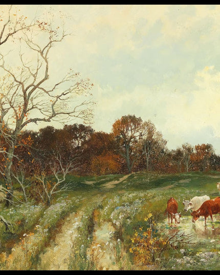 Sommerlandschaft mit weidenden Kühen