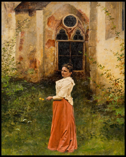 Verträumte Dame im Klostergarten