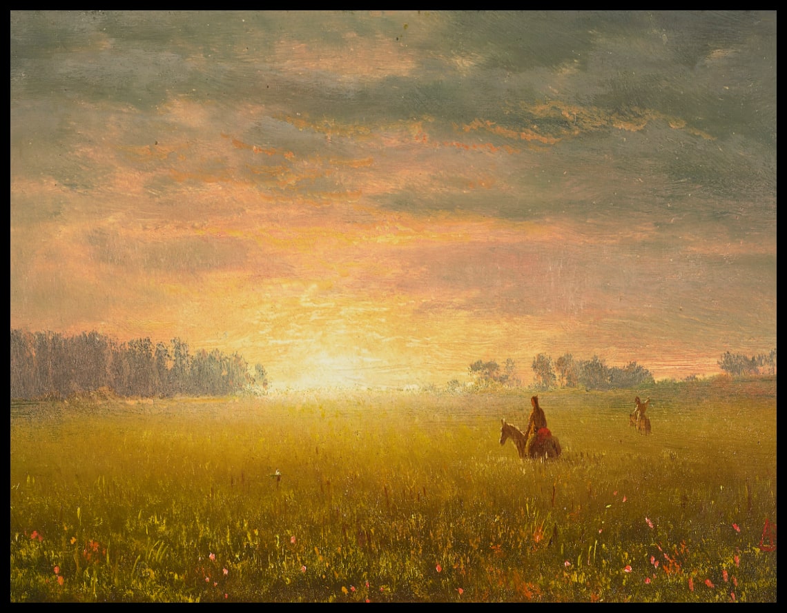 Coucher de soleil sur les prairies