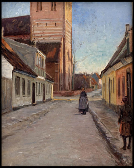 Street in Køge with St. Nicolai Church on the left
