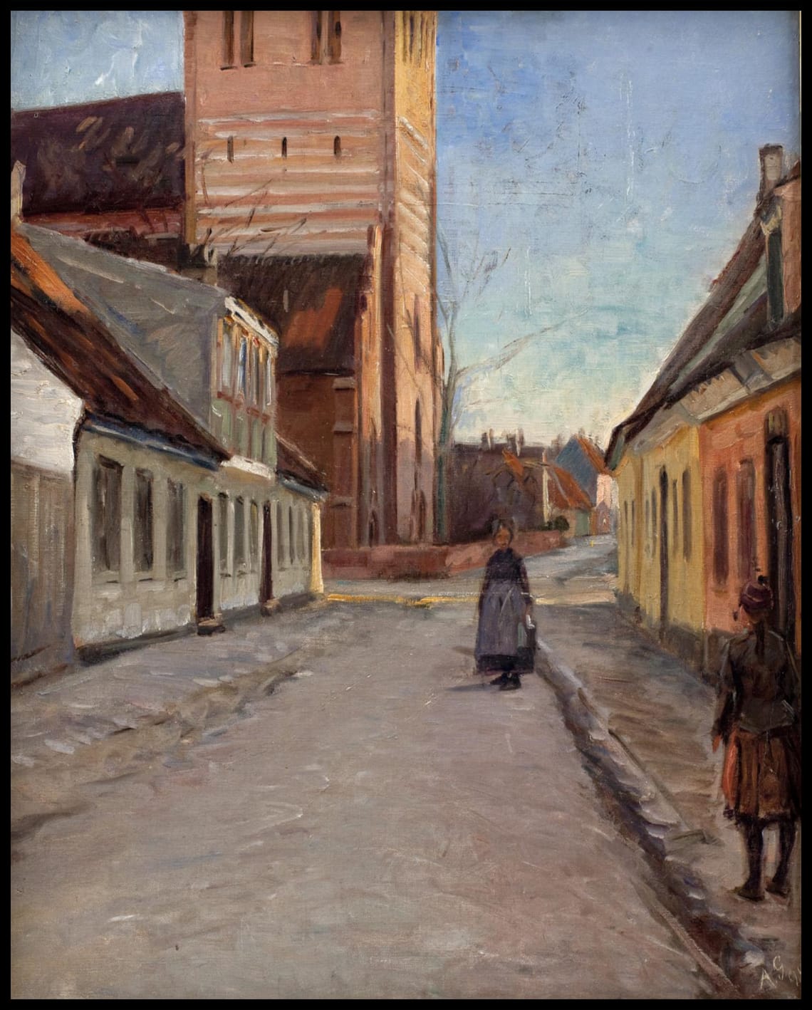Street in Køge with St. Nicolai Church on the left