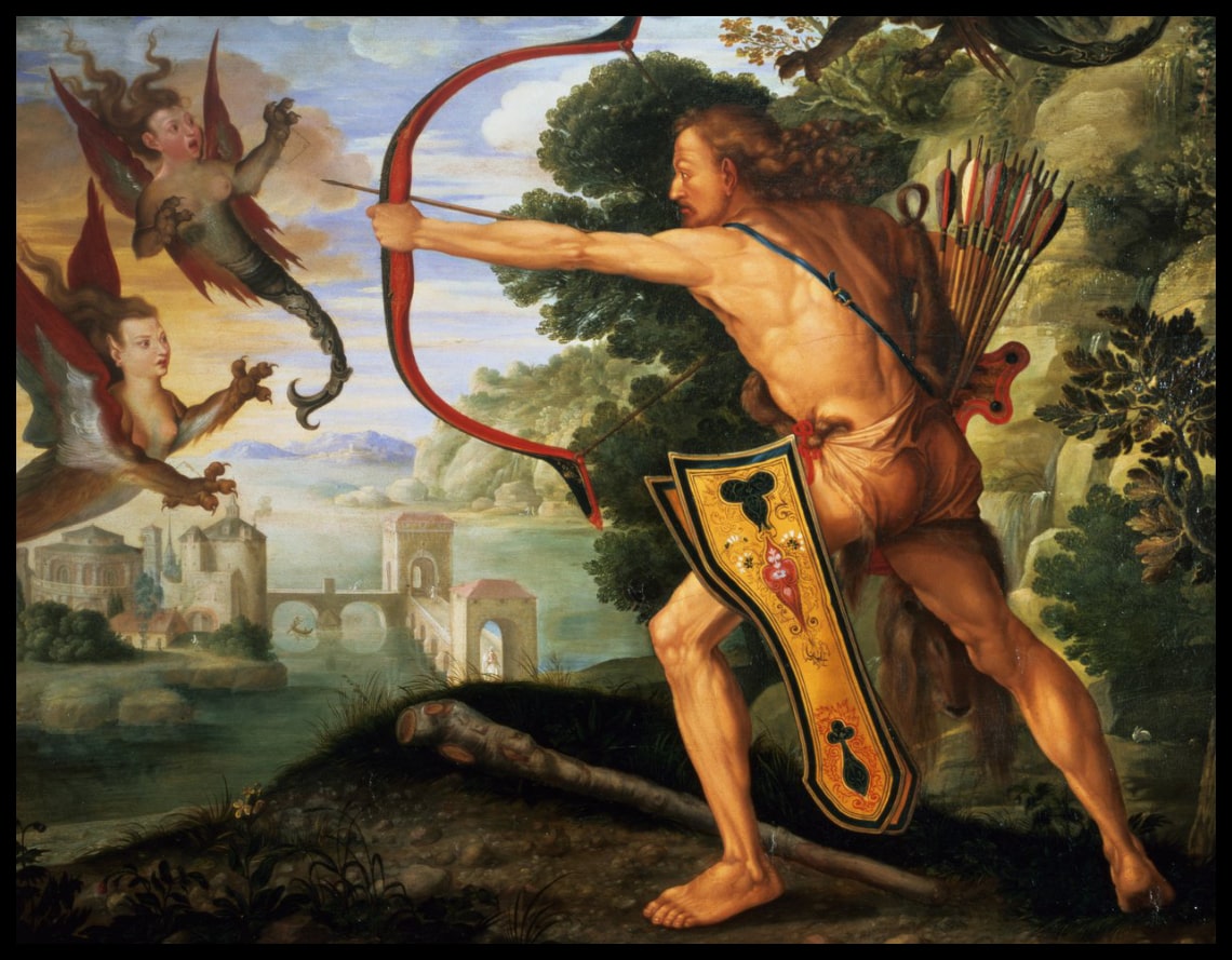 Herkules im Kampf gegen die stymphalischen Vögel
