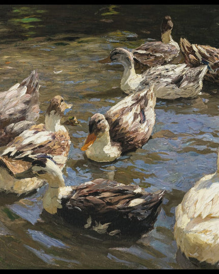 Acht Enten am Wasser