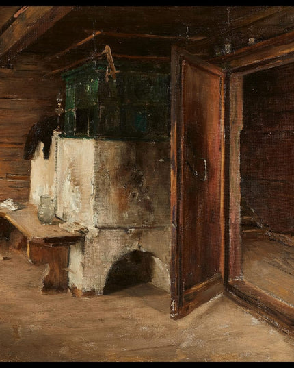 Bauernstube mit grünem Ofen