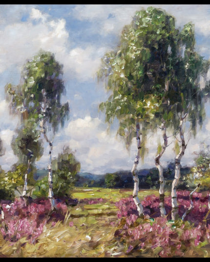 Birken in Heidelandschaft