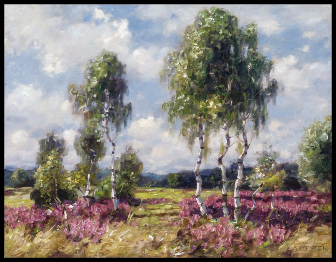 Birches in heath landscape