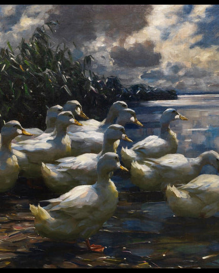 Elf Enten in der Morgensonne