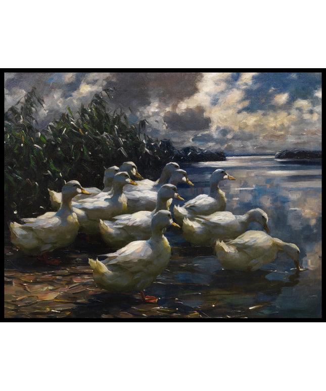 Elf Enten in der Morgensonne