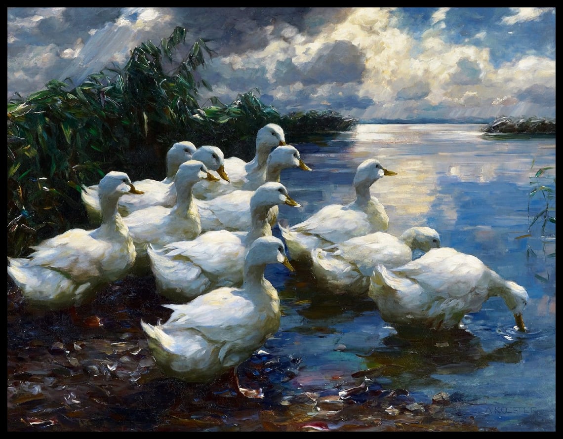 Ducks on the shore