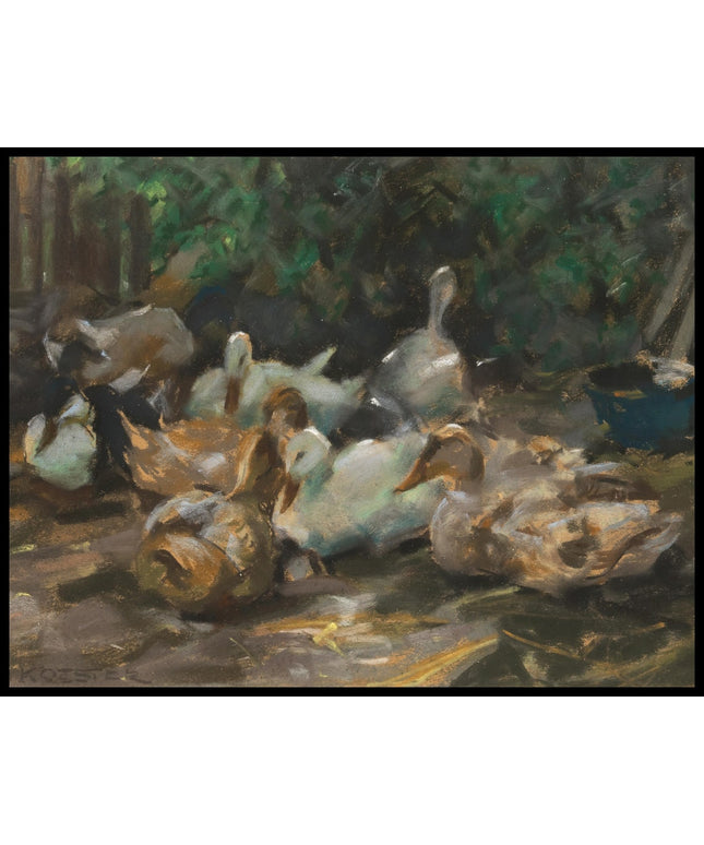 Enten mit Futtertrog