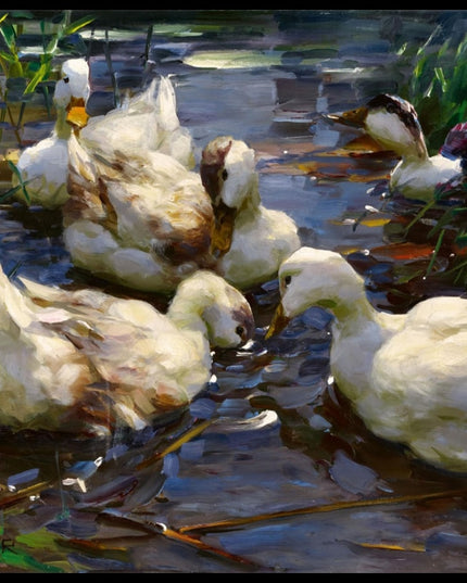 Fünf Enten im Teich