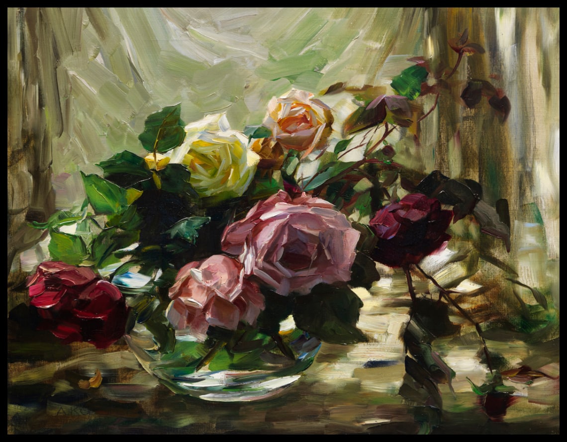 Roses on veil