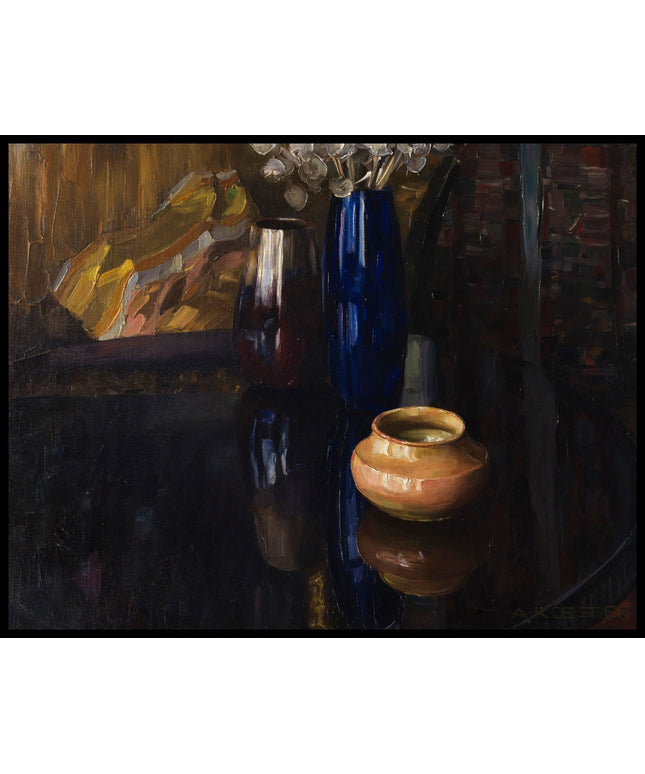 Vasenstillleben auf Mahagonitisch