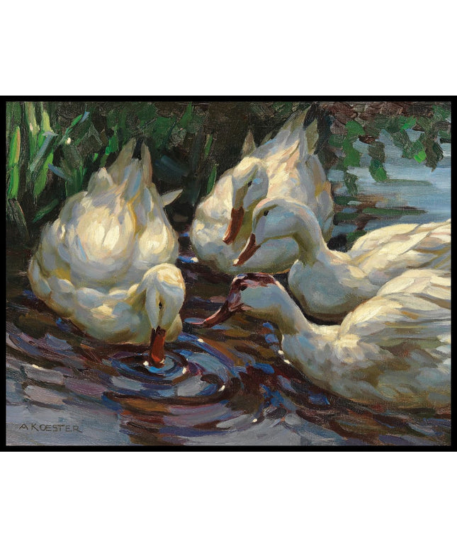 Vier Enten am Weiher