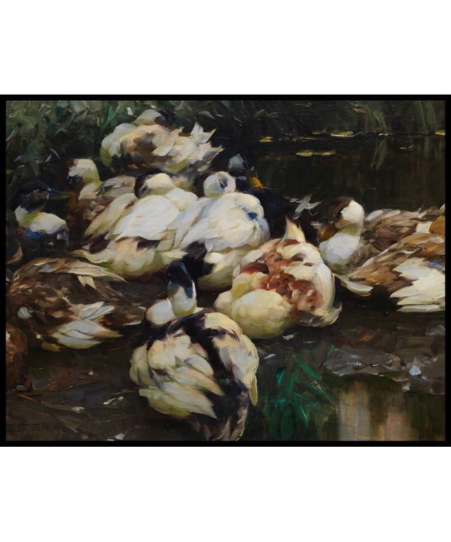 Zwölf Enten im Wasser